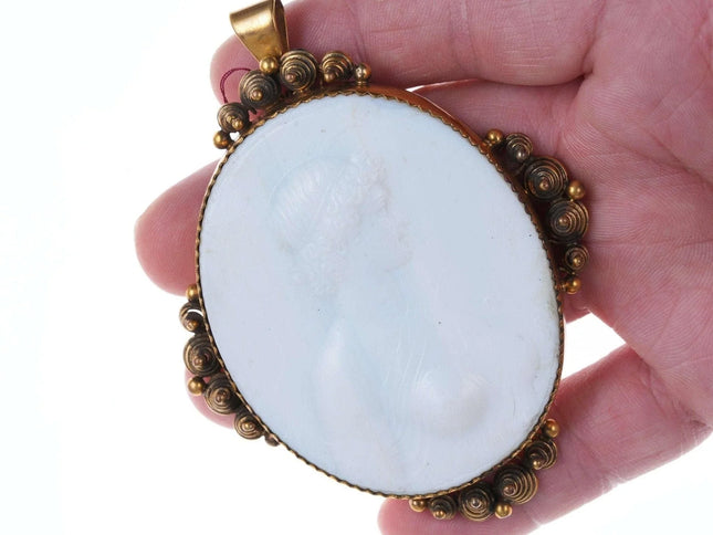 Large Antique French Opaline glass cameo - Estate Fresh Austin