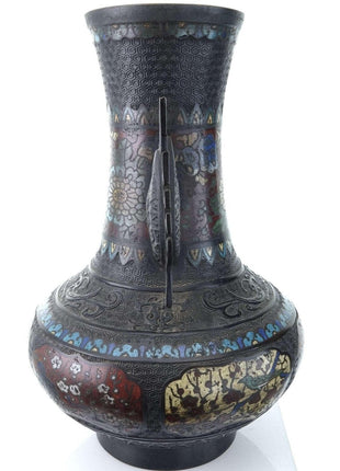 Large c1900 Japanese Champleve Vase Archaistic Chinese style - Estate Fresh Austin