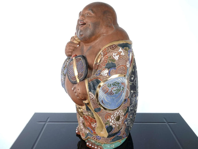 Large c1900 Japanese Moriage Decorated Hotei Happy Buddha Figure - Estate Fresh Austin