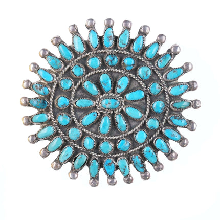 Large c1930's Navajo Silver and turquoise cluster pin - Estate Fresh Austin