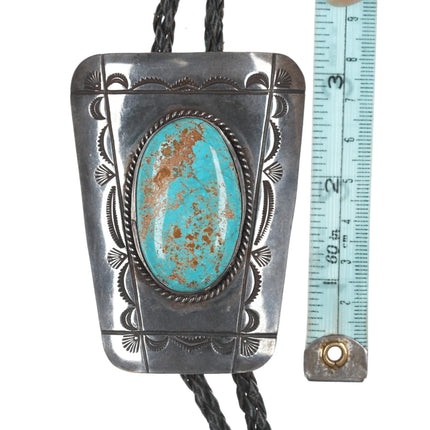 Large c1950's Native American silver and turquoise bolo tie - Estate Fresh Austin