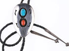 Large c1950's Navajo Sterling - Turquoise and coral shadowbox bolo - Estate Fresh Austin