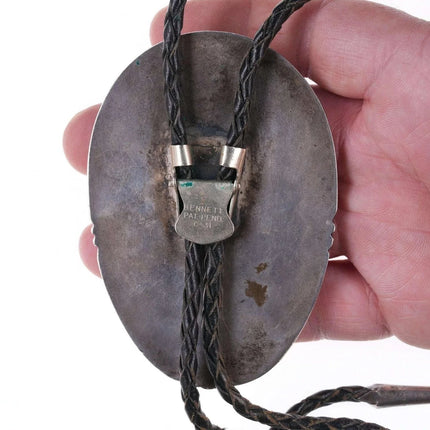 Large c1950's Navajo Sterling - Turquoise turquoise shadowbox bolo - Estate Fresh Austin