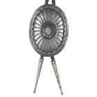 Large c1960 c-31 Sterling concho style bolo tie with turquoise - Estate Fresh Austin