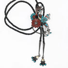 Large c1960 c-31 Zuni Sterling channel inlay Dancer bolo tie - Estate Fresh Austin