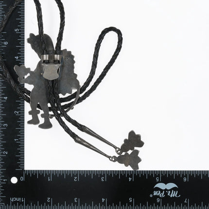 Large c1960 c-31 Zuni Sterling channel inlay Dancer bolo tie - Estate Fresh Austin