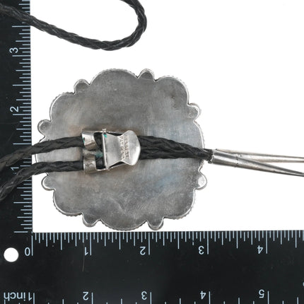 Large c1970 Native American Sterling, turquoise, lapis, & smoky quartz bolo tie - Estate Fresh Austin