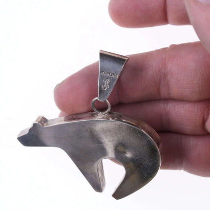 Large Calvin Peterson Navajo Sterling Bear pendant - Estate Fresh Austin