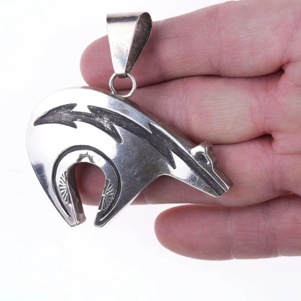 Large Calvin Peterson Navajo Sterling Bear pendant - Estate Fresh Austin