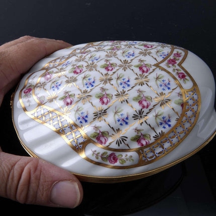 Large Castel Limoges Trinket Box shell form jewelry - Estate Fresh Austin