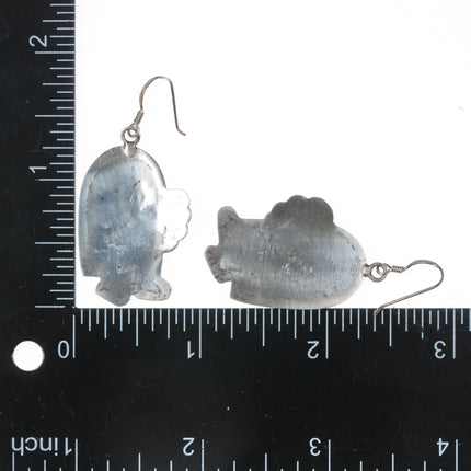 large Clement Honie Hopi overlay sterling Kokopelli earrings - Estate Fresh Austin