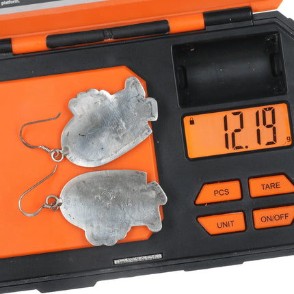 large Clement Honie Hopi overlay sterling Kokopelli earrings - Estate Fresh Austin