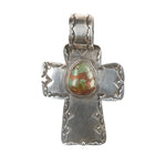 Large Dan Southwestern sterling cross pendant with turquoise - Estate Fresh Austin