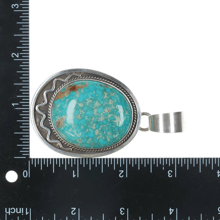 Large Daniel Coriz Santo Domingo high grade turquoise silver pendant - Estate Fresh Austin