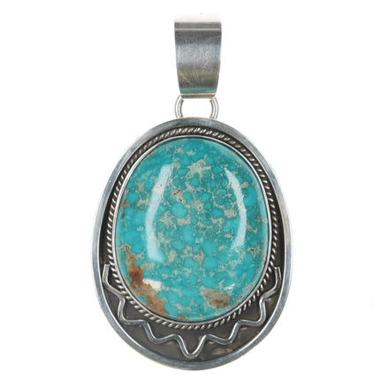 Large Daniel Coriz Santo Domingo high grade turquoise silver pendant - Estate Fresh Austin