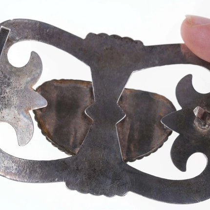 Large Early Tufa Cast Native American Turquoise/sterling belt buckle - Estate Fresh Austin