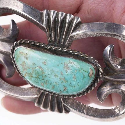Large Early Tufa Cast Native American Turquoise/sterling belt buckle - Estate Fresh Austin