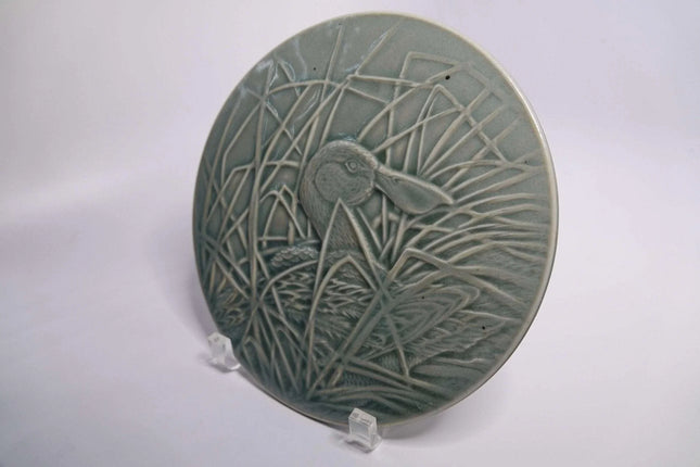 Large Edgecomb Potters Celadon Glazed Duck Trivet 8" - Estate Fresh Austin