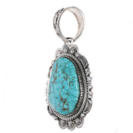 Large EL Navajo sterling high grade waterweb turquoise pendant - Estate Fresh Austin