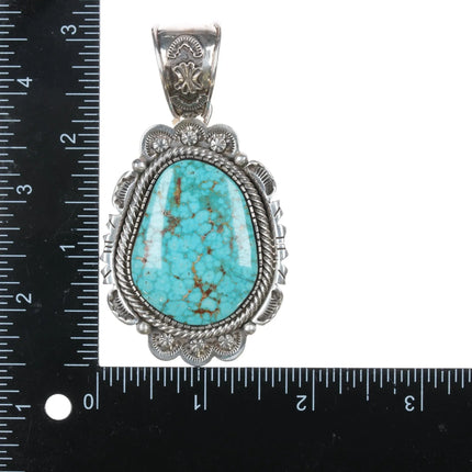 Large EL Navajo sterling high grade waterweb turquoise pendant - Estate Fresh Austin