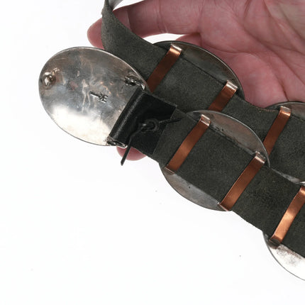 Large Emerson Kinzel Navajo Sterling and Kingman turquoise cluster concho belt - Estate Fresh Austin