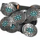 Large Emerson Kinzel Navajo Sterling and Kingman turquoise cluster concho belt - Estate Fresh Austin