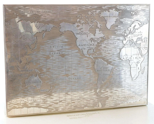 Large Emil Brenk Sterling World Map Cigar box - Estate Fresh Austin
