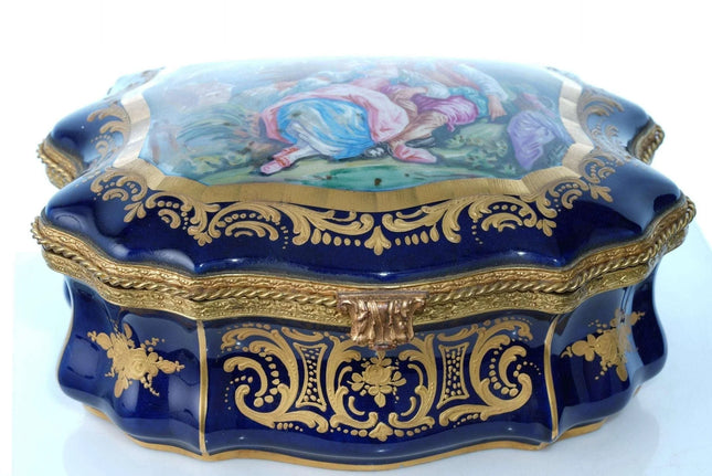 Large French Sevres Style Porcelain Jewelry Casket - Estate Fresh Austin