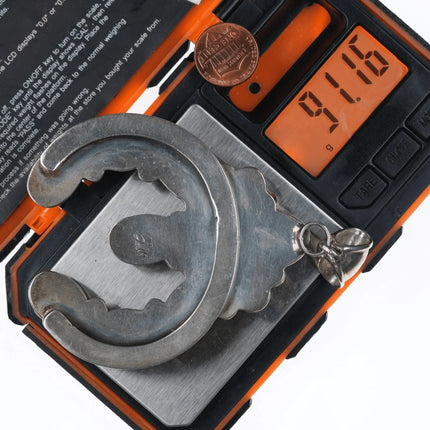 Large Gabby Southwestern sterling and turquoise Naja pendant - Estate Fresh Austin