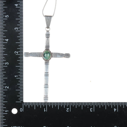 Large Garrison Boyd Navajo sterling cross pendant with turquoise - Estate Fresh Austin