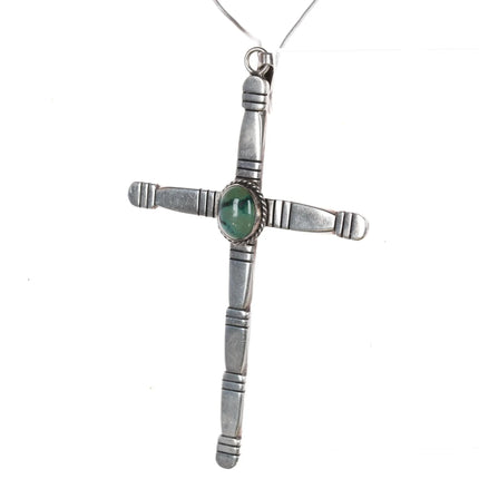 Large Garrison Boyd Navajo sterling cross pendant with turquoise - Estate Fresh Austin