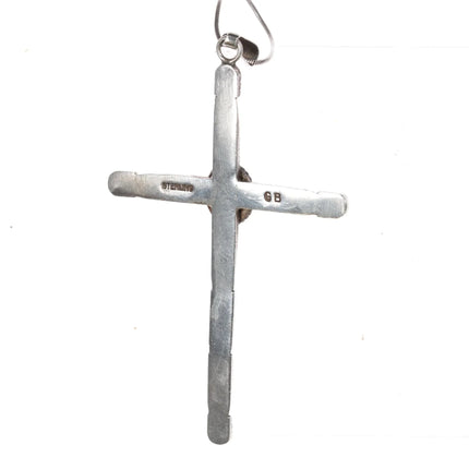Large Garrison Boyd Navajo sterling cross pendant with turquoise - Estate Fresh Austin