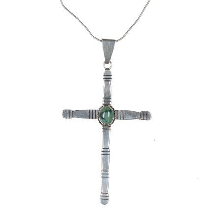 Large Garrison Boyd Navajo sterling cross pendant with turquoise - Estate Fresh Austin