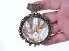 Large Gemset Sterling baroque pearl pendant u - Estate Fresh Austin