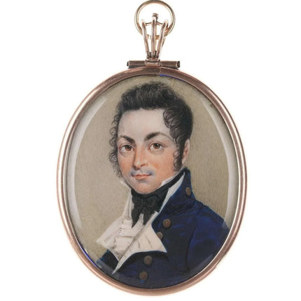Large Georgian 14k Gold Mounted Portrait miniature pendant - Estate Fresh Austin
