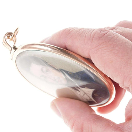 Large Georgian 14k Gold Mounted Portrait miniature pendant - Estate Fresh Austin