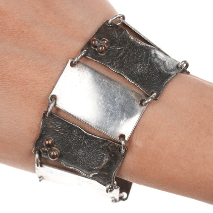 Large Gigli Italian sterling mixed metals bronze accent link bracelet. - Estate Fresh Austin