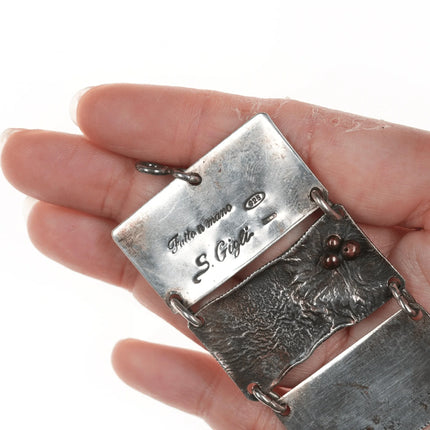 Large Gigli Italian sterling mixed metals bronze accent link bracelet. - Estate Fresh Austin