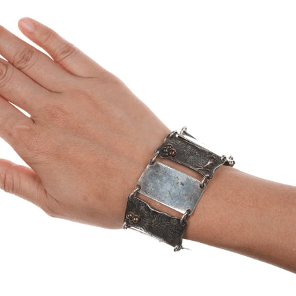 Large Gigli Italian sterling mixed metals bronze accent link bracelet. - Estate Fresh Austin