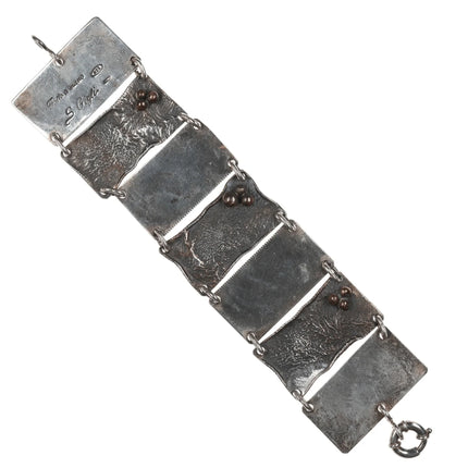 Large Gigli Italian sterling mixed metals bronze accent link bracelet. - Estate Fresh Austin