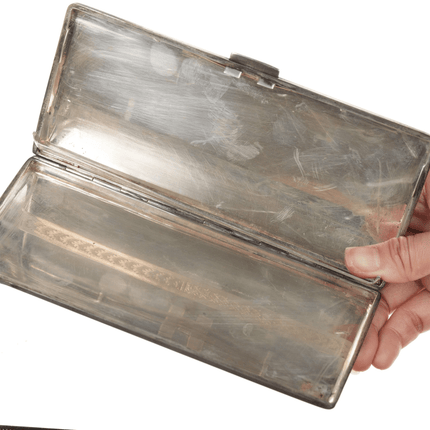 Large Hand Engraved 800 Silver Cigarette case/wallet - Estate Fresh Austin