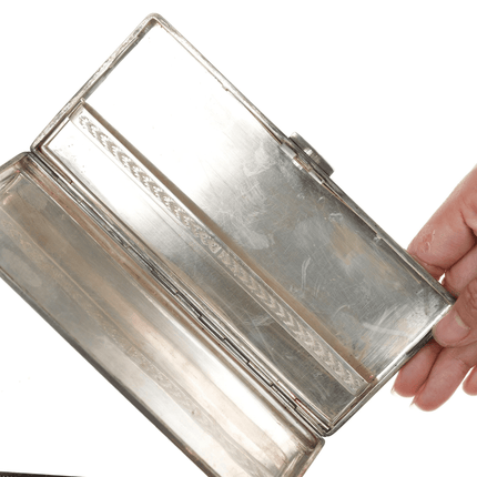 Large Hand Engraved 800 Silver Cigarette case/wallet - Estate Fresh Austin