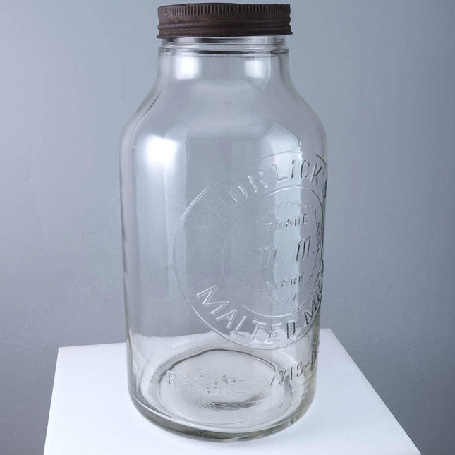Large Hazel Atlas Horlicks Malted Milk Jar c1930 - Estate Fresh Austin