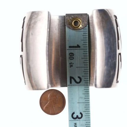 Large Hopi Overlay style Sterling silver cuff bracelet - Estate Fresh Austin