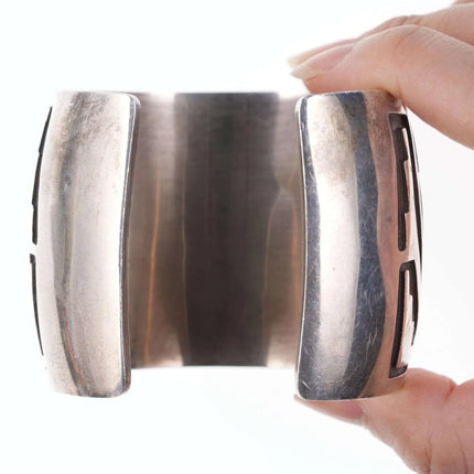 Large Hopi Overlay style Sterling silver cuff bracelet - Estate Fresh Austin