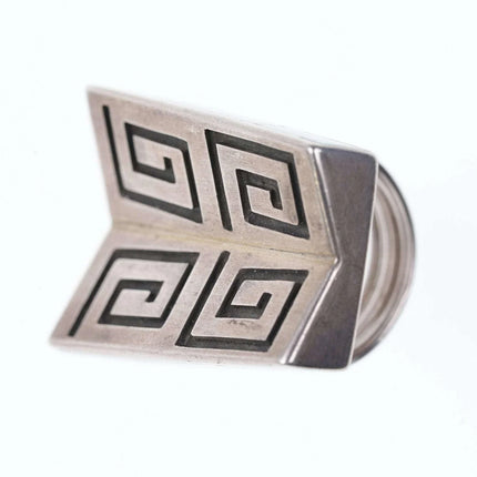 Large Navajo Overlay ring with inlaid sides - Estate Fresh Austin