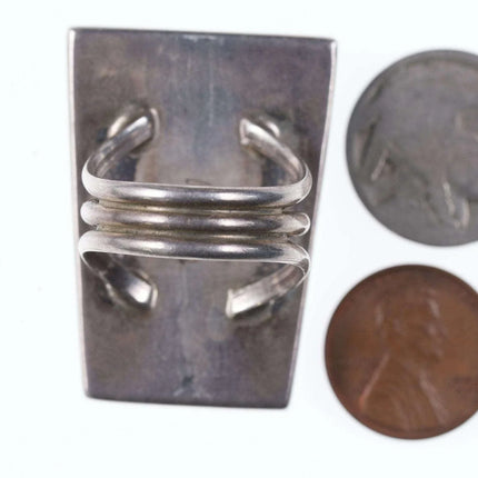 Large Navajo Overlay ring with inlaid sides - Estate Fresh Austin