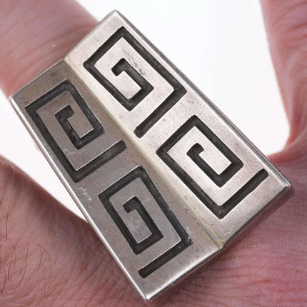 Large Navajo Overlay ring with inlaid sides - Estate Fresh Austin