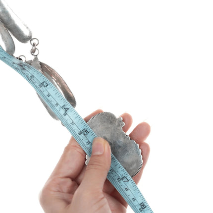 Large Julia Martinez Navajo Sterling Turquoise and Coral Feather necklace - Estate Fresh Austin