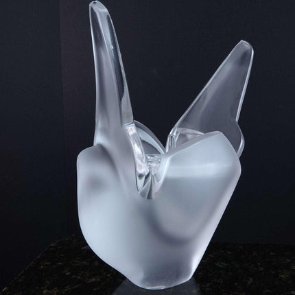 Large Lalique Two Doves Flower holder Vase - Estate Fresh Austin